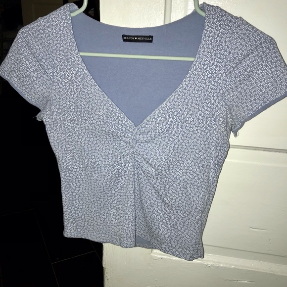 Brandy Melville Blue Floral Gina Top - Picture 2 of 5